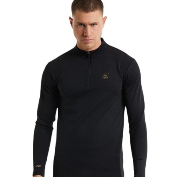 NWT SikSilk L/S Quarter Zip Performance Top - Black & Gold Size XS - Picture 4 of 9